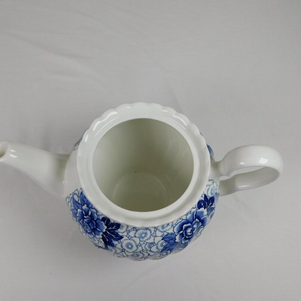 Johnson Brothers Lotus Blue Fine China Floral Swirl Rim Teapot Lid Vintage 1979 - Picture 7 of 12